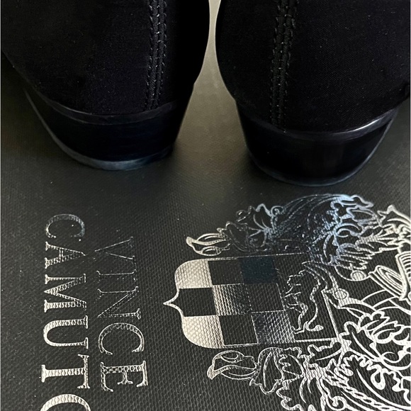 Vince Camuto knee high black leather & suede boots - Picture 3 of 9